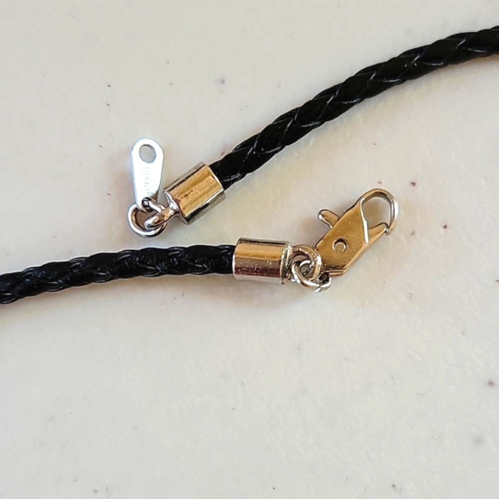 Big Blue Signed Fire Extinguisher Leather Corded Necklace View 5
